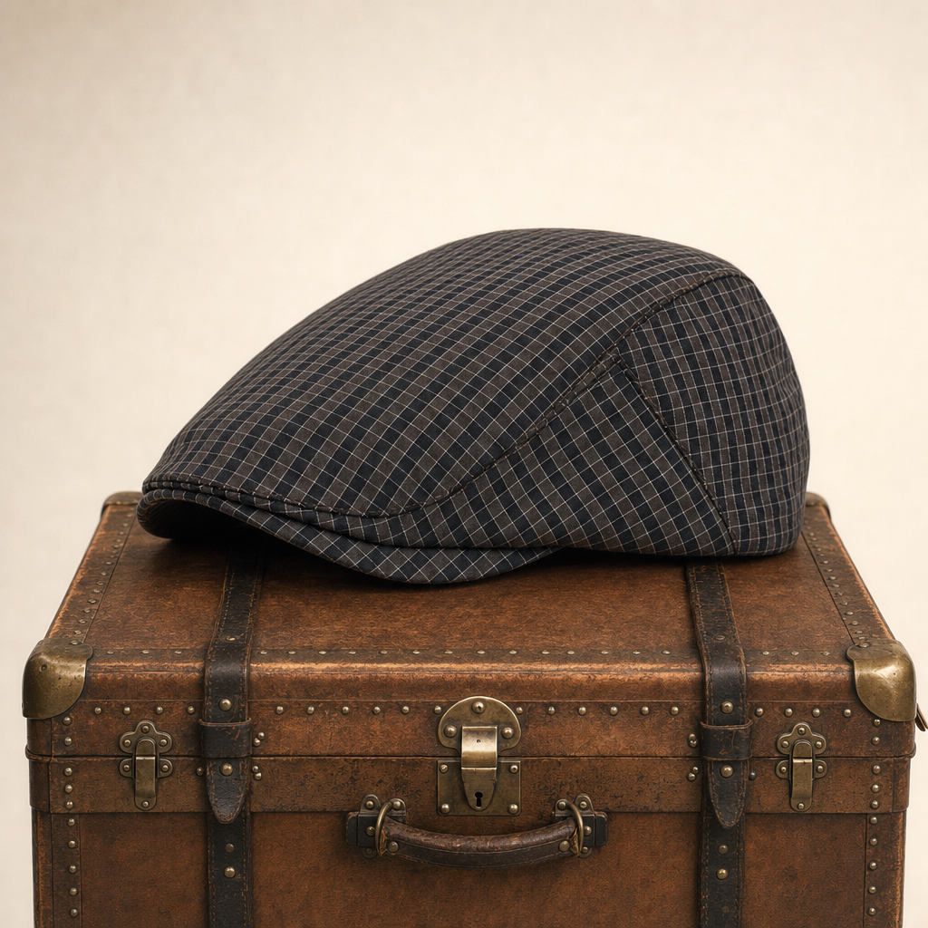 Windowpane flat cap in cotton — BIBURY