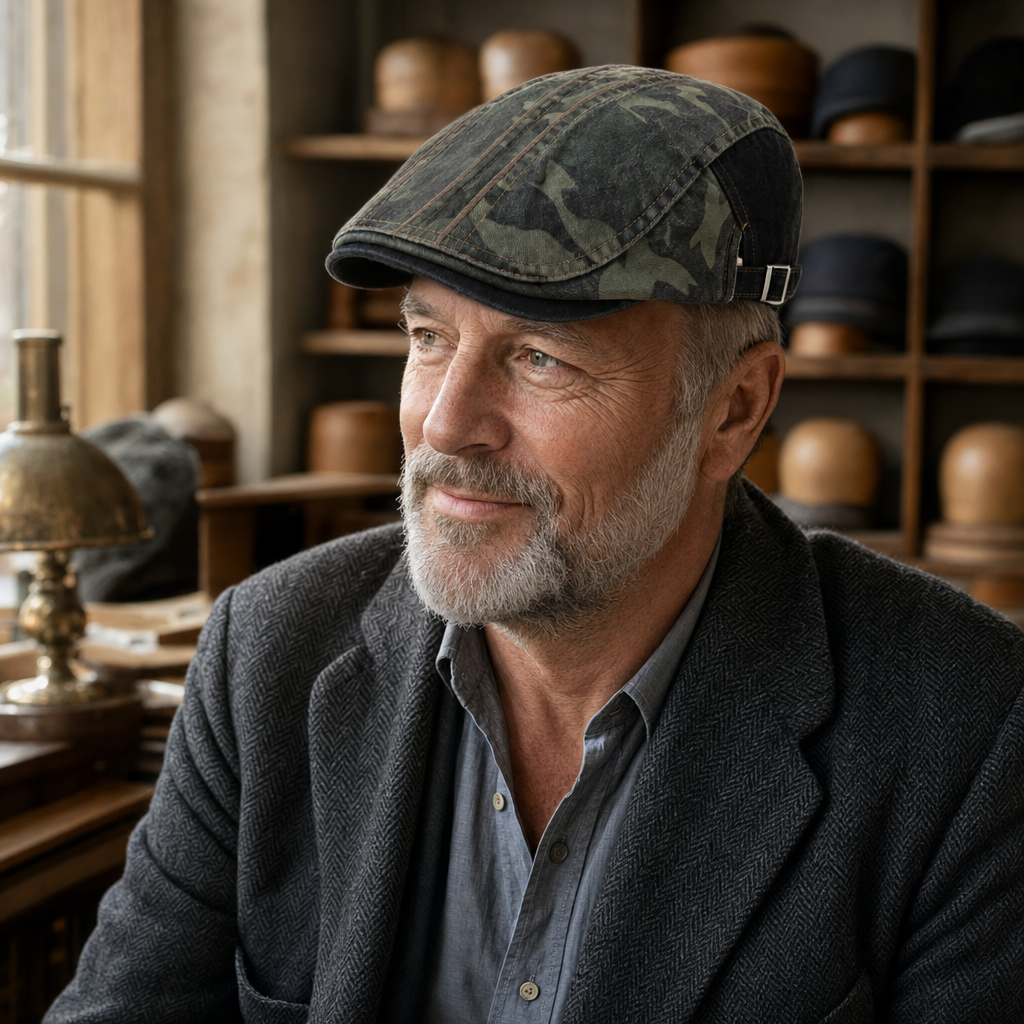 Camouflage driver cap in cotton — BEAULY
