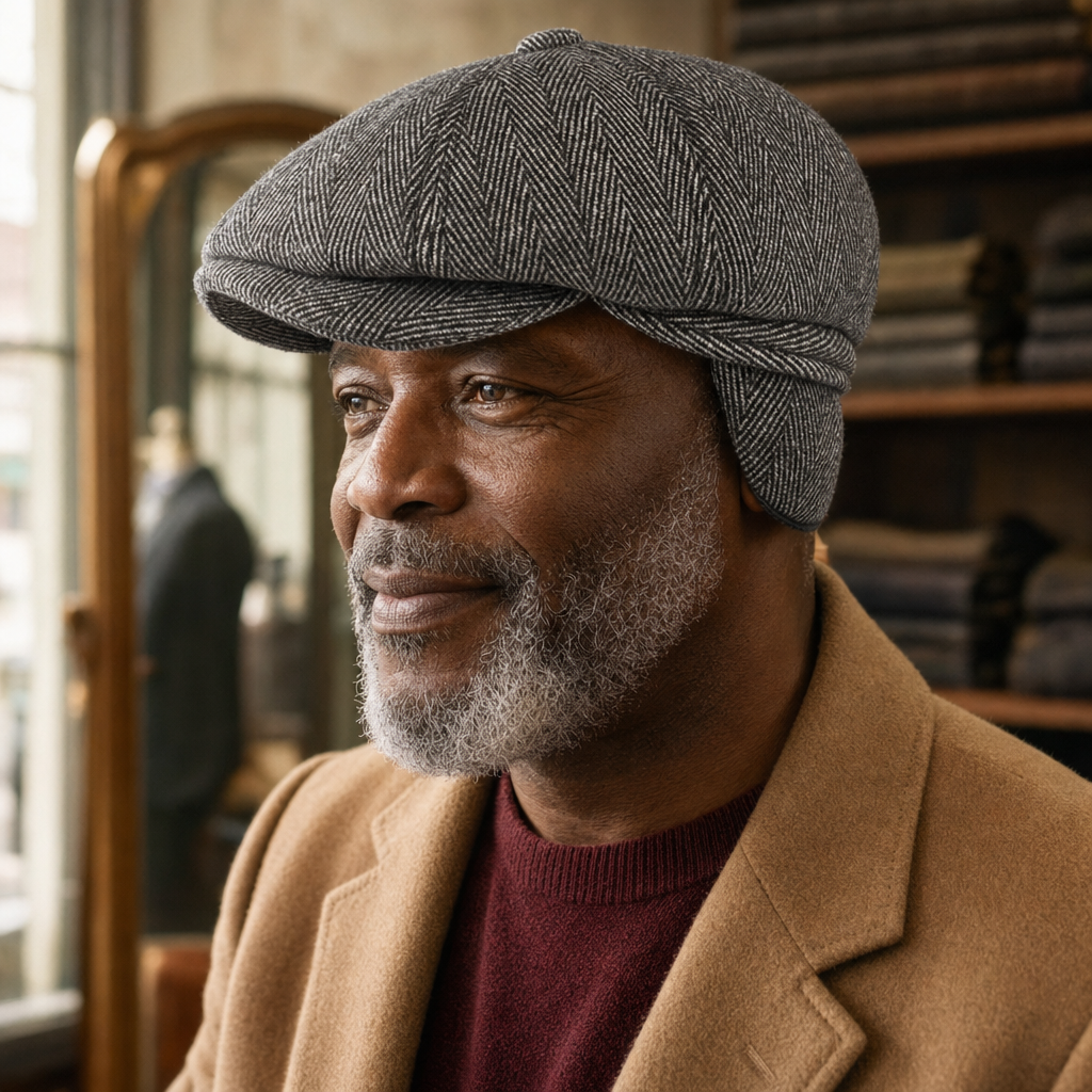 Herringbone driver cap with ear flaps in wool — HALESWORTH