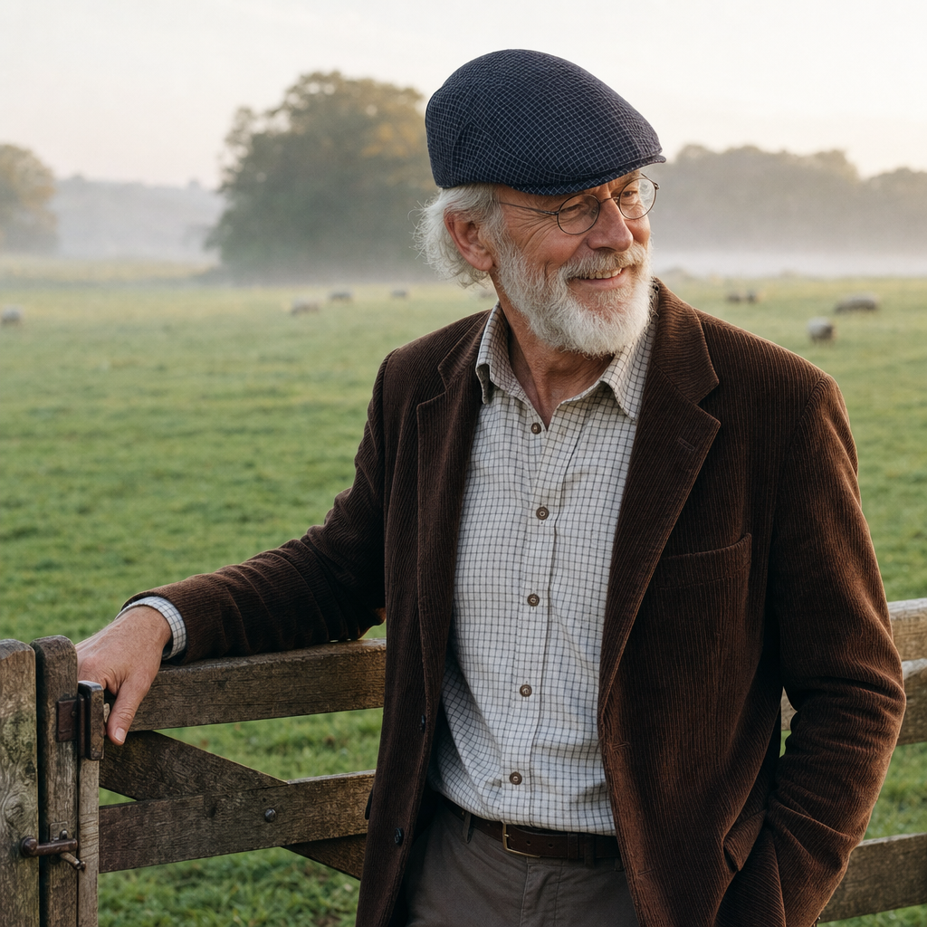 Windowpane flat cap in cotton — BIBURY