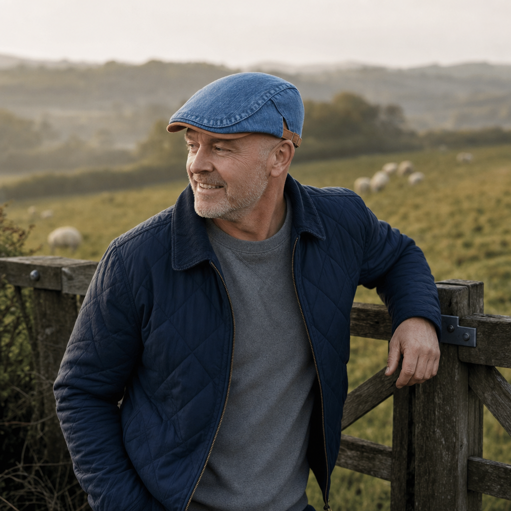 Flat cap in denim — FOWEY