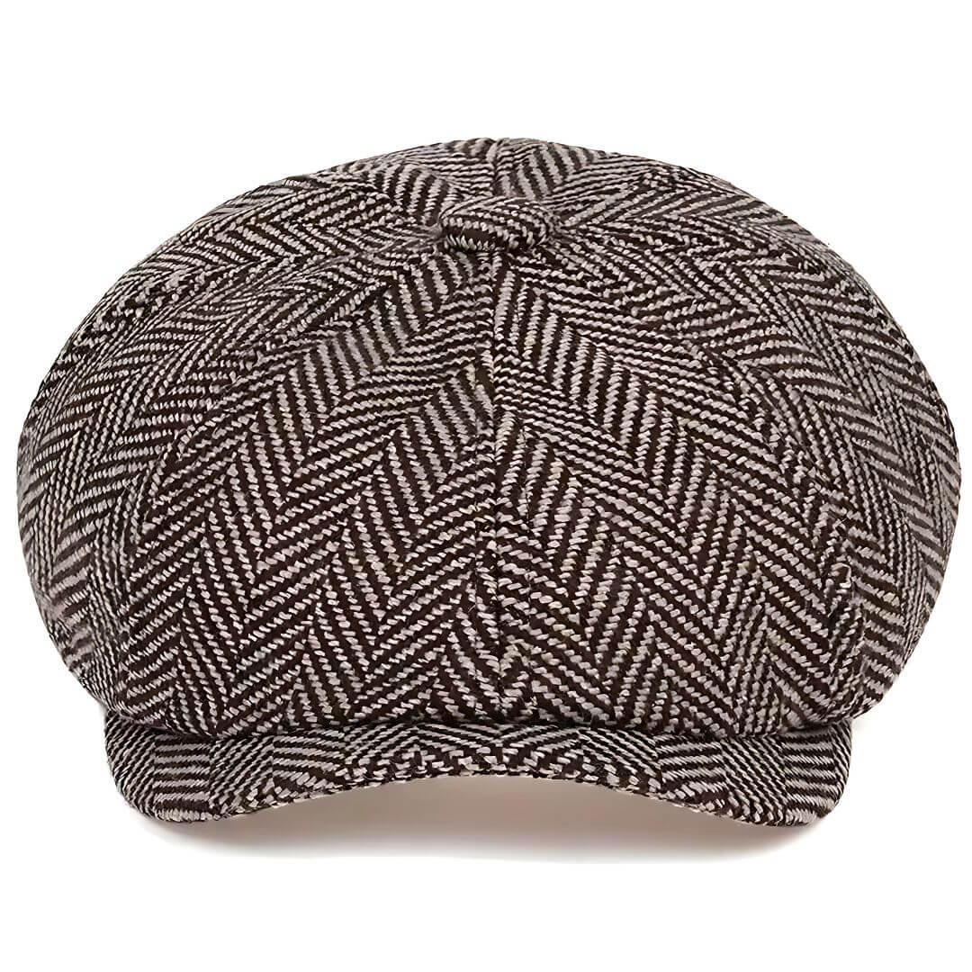 Herringbone newsboy cap in a wool blend — WOODBRIDGE