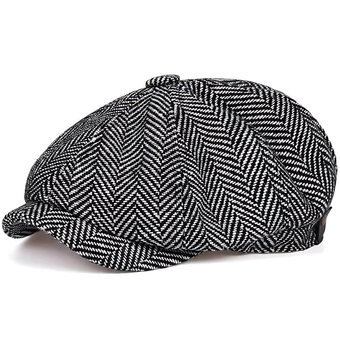 Herringbone newsboy cap in a wool blend — WOODBRIDGE