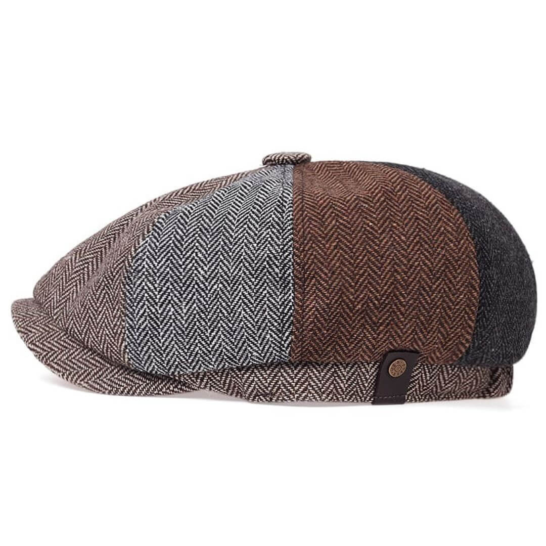 Patchwork newsboy cap in a wool blend — ILKLEY