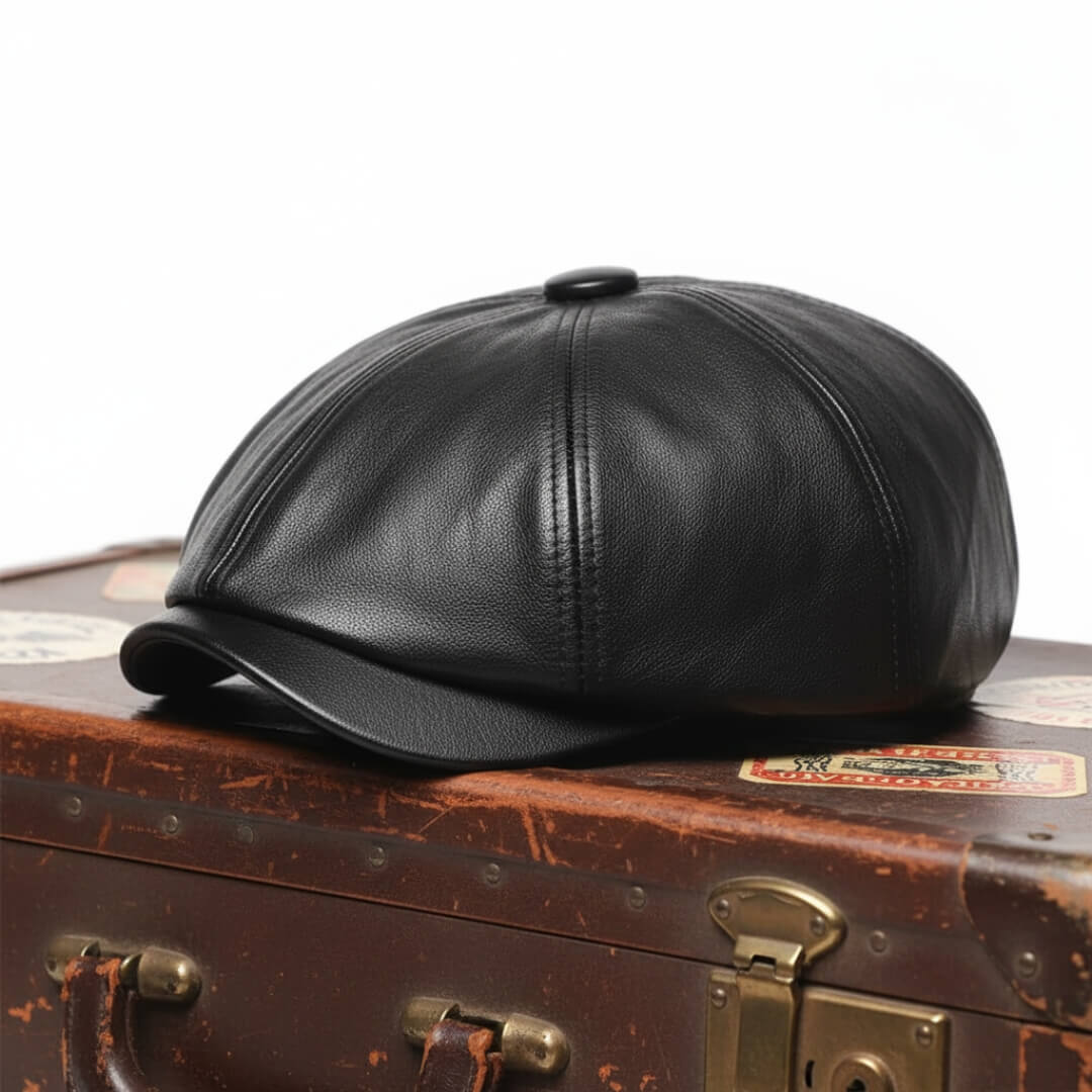 Flat cap in leather — SOUTHWOLD