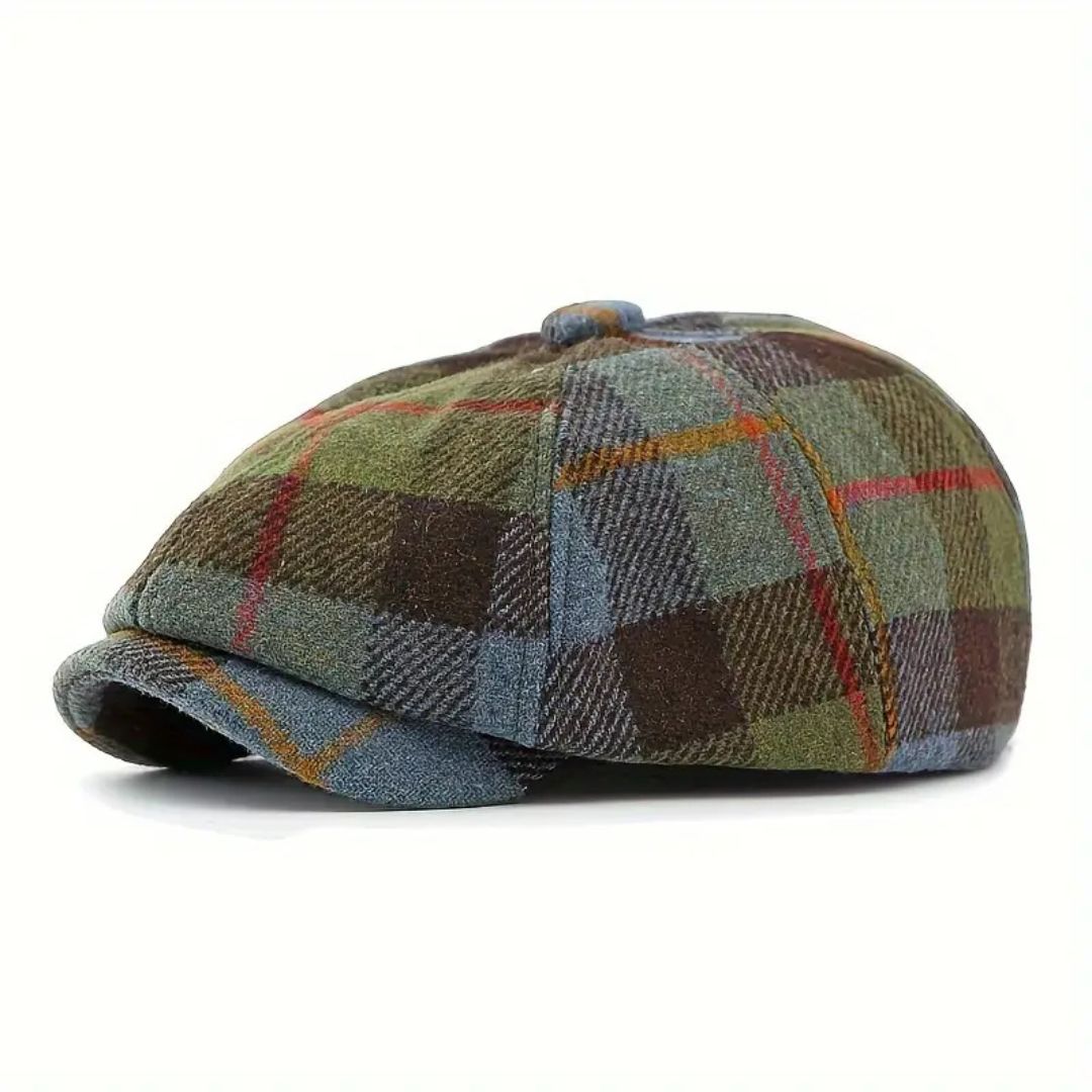 Check newsboy cap in a wool blend — CORBRIDGE
