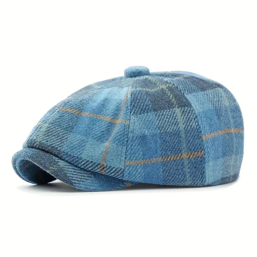 Check newsboy cap in a wool blend — CORBRIDGE