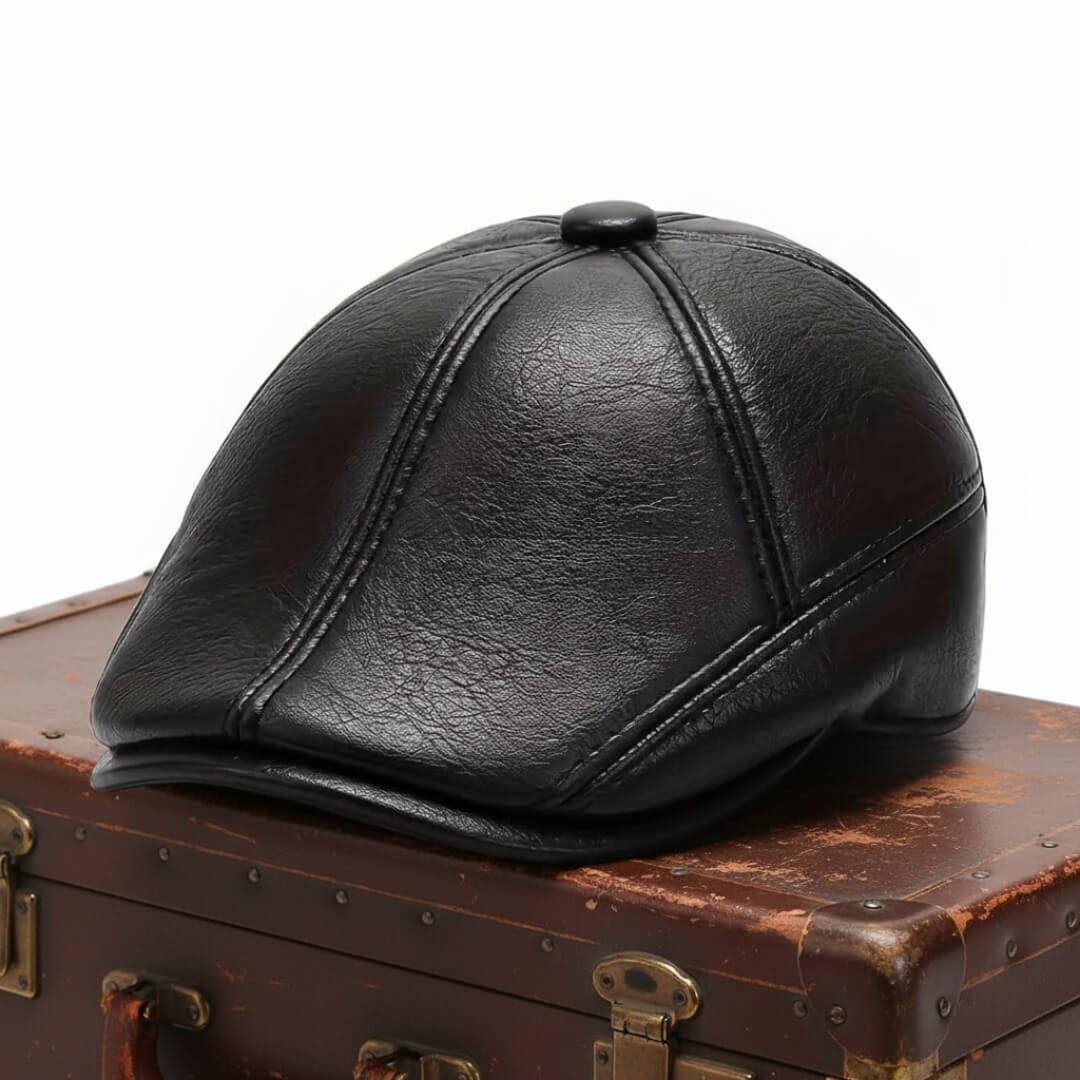 Flat cap in leather — ALDEBURGH