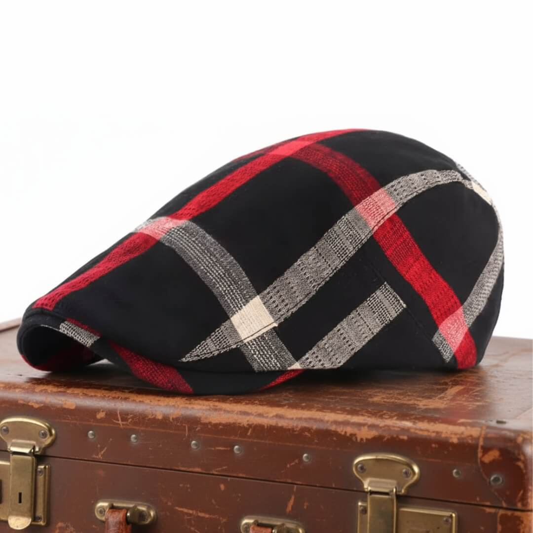 Check flat cap in cotton — CHEPSTOW