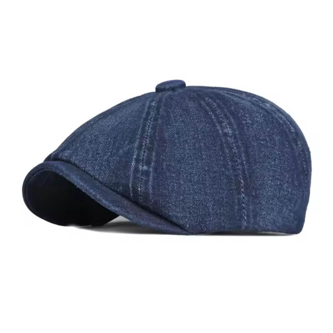 Newsboy cap in denim — MACHYNLLETH