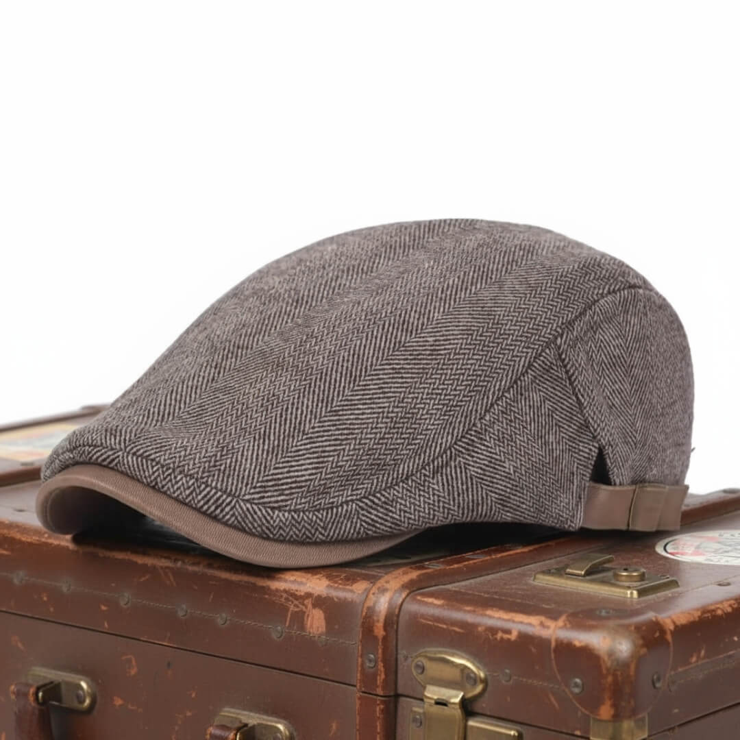 Herringbone flat cap in wool — SETTLE