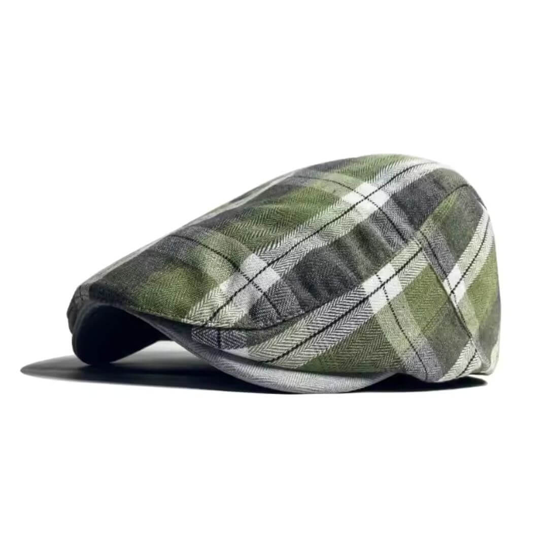 Check flat cap in cotton — KIRKHAM