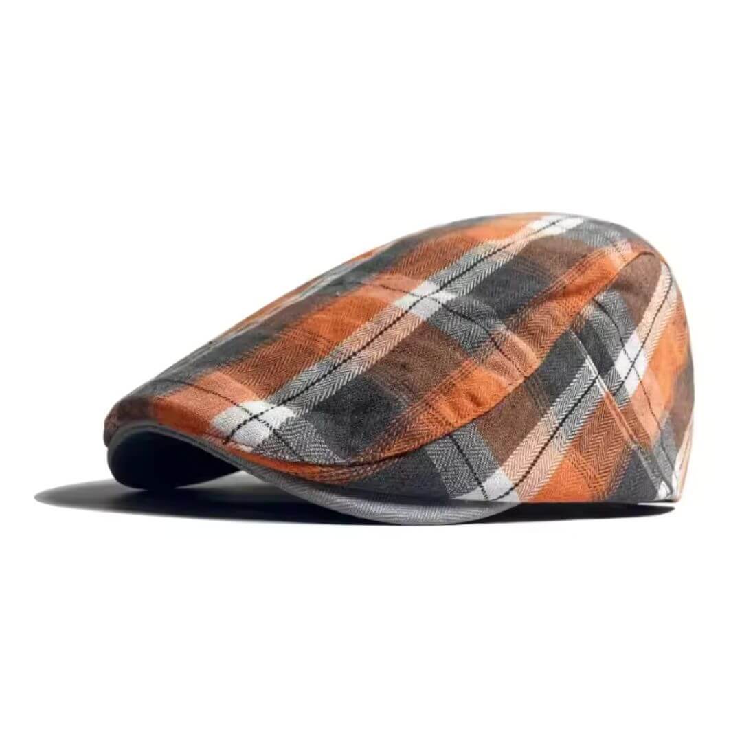 Check flat cap in cotton — KIRKHAM