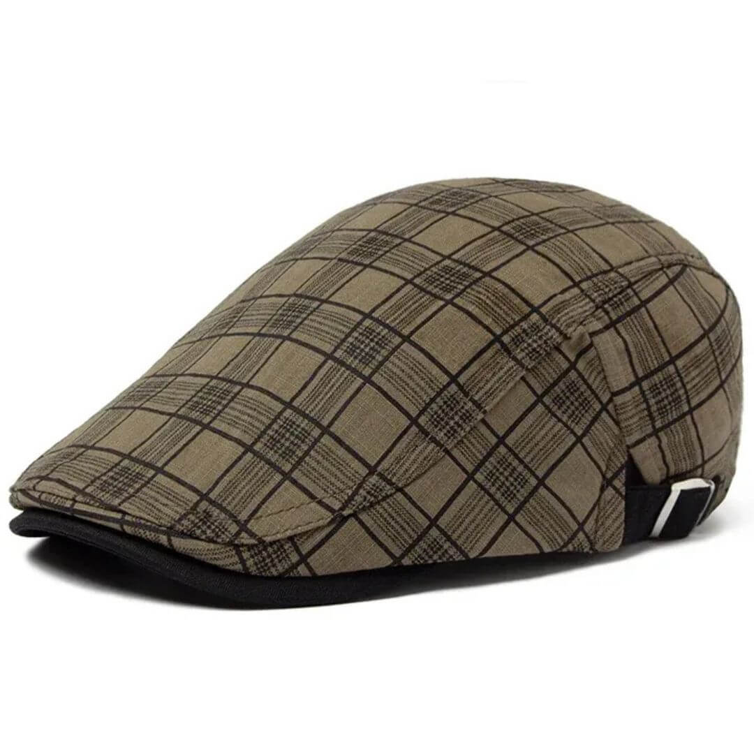 Check flat cap in a linen blend — PAINSWICK