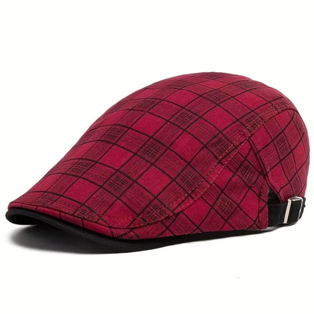 Check flat cap in a linen blend — PAINSWICK