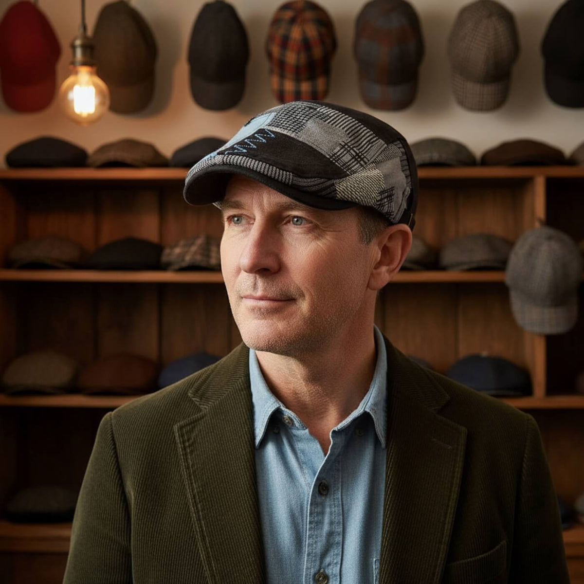 Patchwork flat cap in cotton — TENBY