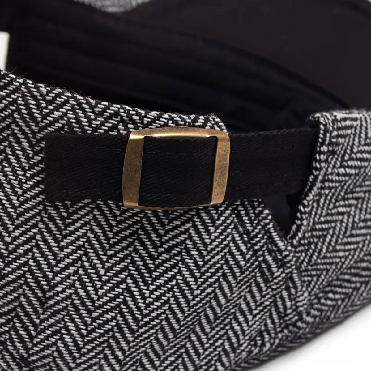 Herringbone flat cap in a wool blend — SAXMUNDHAM