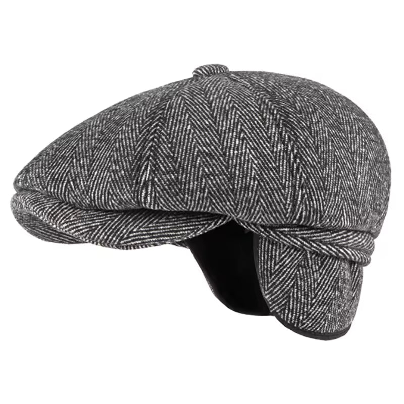 Herringbone driver cap with ear flaps in wool — SUDBURY