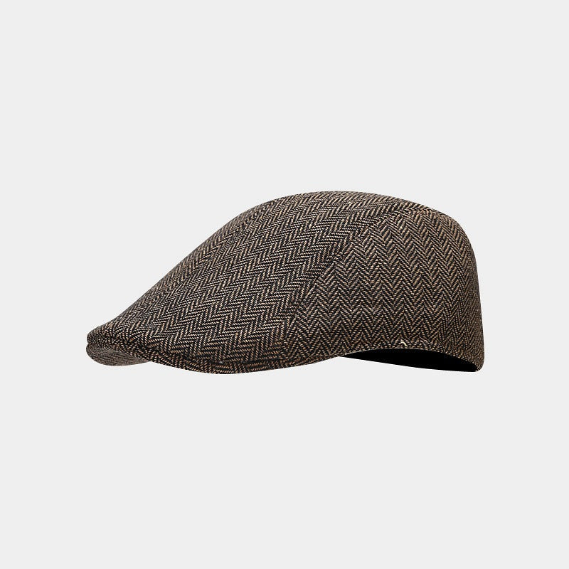 Herringbone driver cap in wool — CREWKERNE
