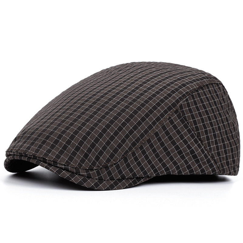 Windowpane flat cap in cotton — BROADWAY