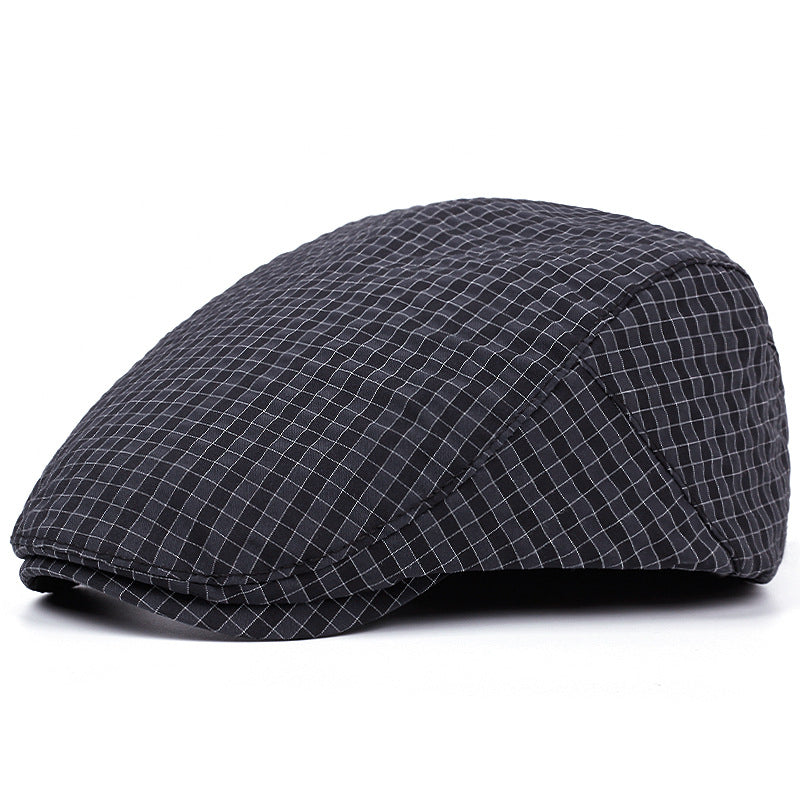 Windowpane flat cap in cotton — BROADWAY