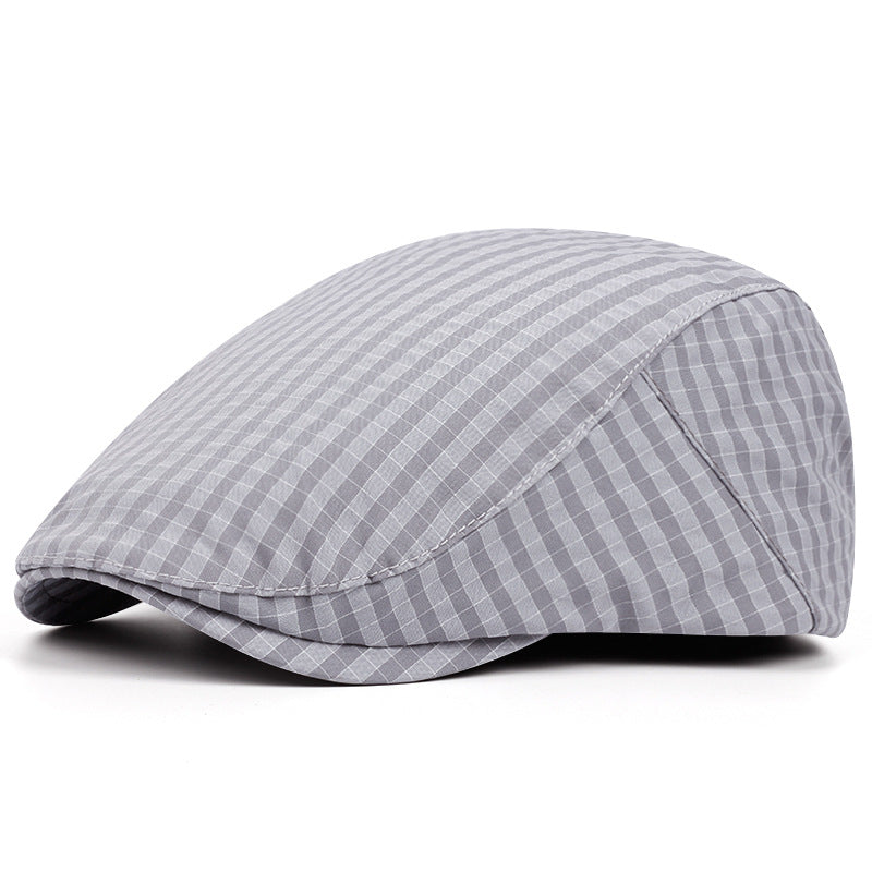 Windowpane flat cap in cotton — BROADWAY