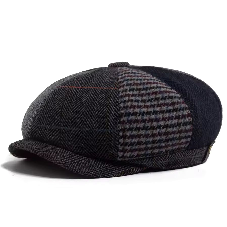 Patchwork flat cap in wool — MALTON