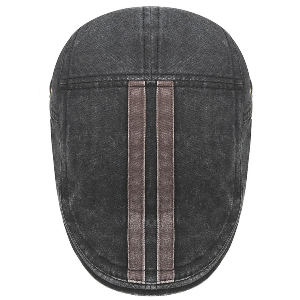 Striped flat cap in denim — LLANDOVERY
