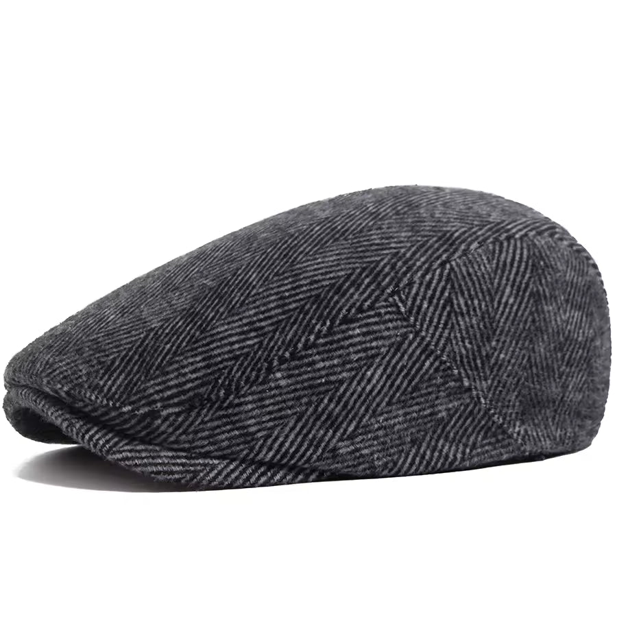 Herringbone flat cap in wool — BECCLES