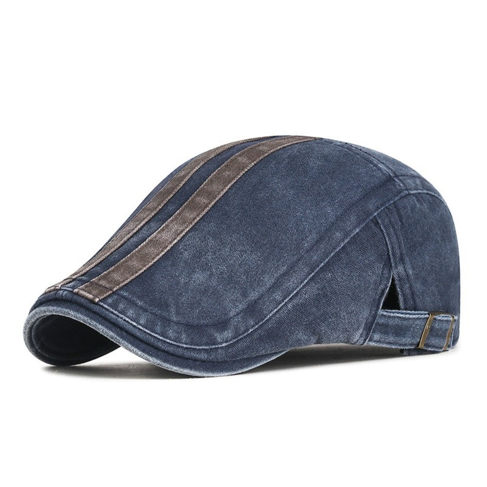 Striped flat cap in denim — LLANDOVERY