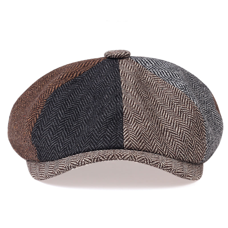 Herringbone flat cap in wool — BUNGAY