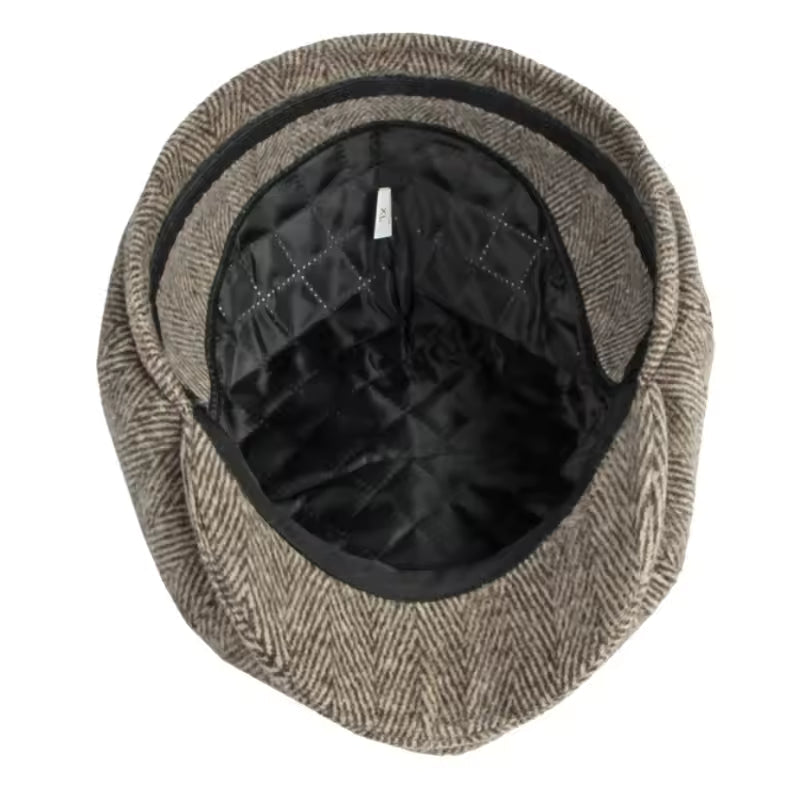 Herringbone driver cap with ear flaps in wool — SUDBURY