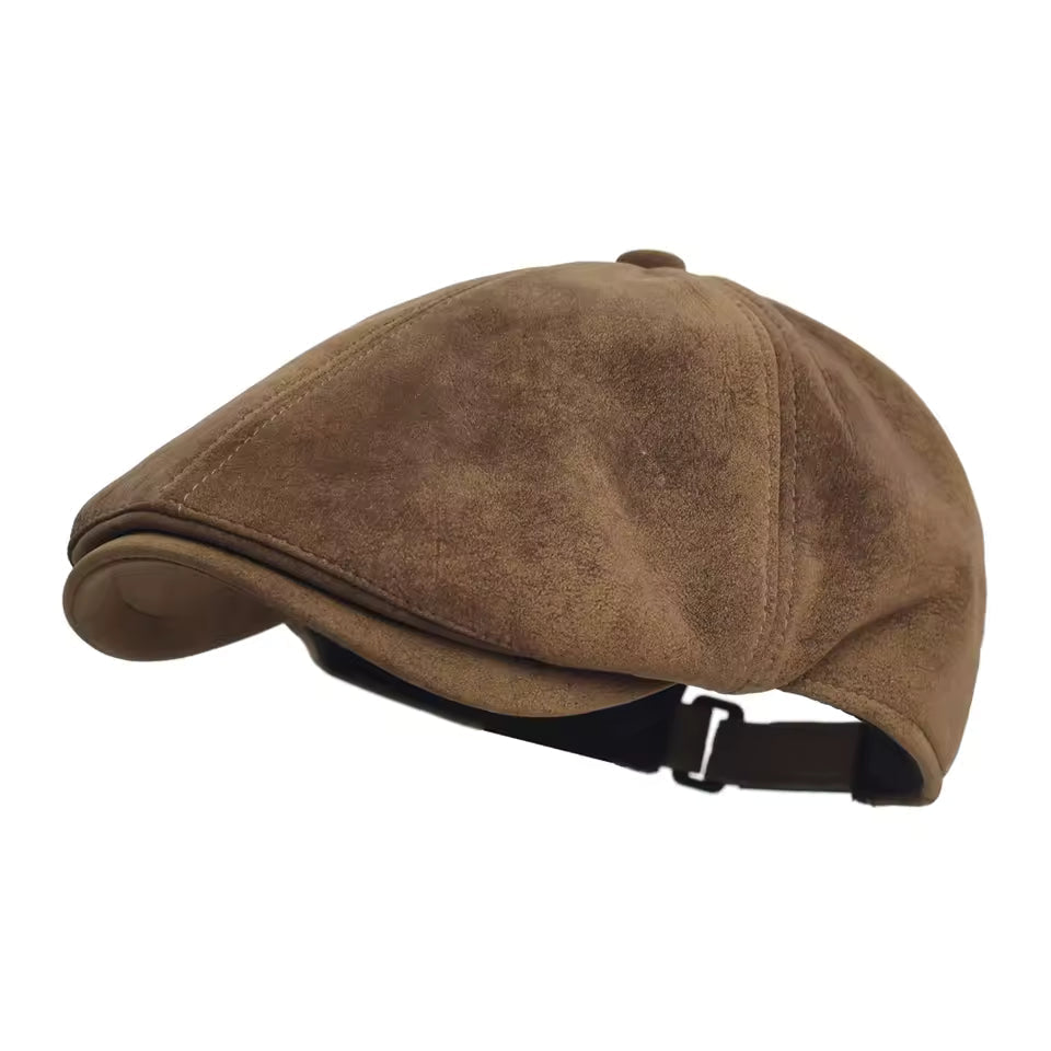Flat cap in faux leather — TADCASTER