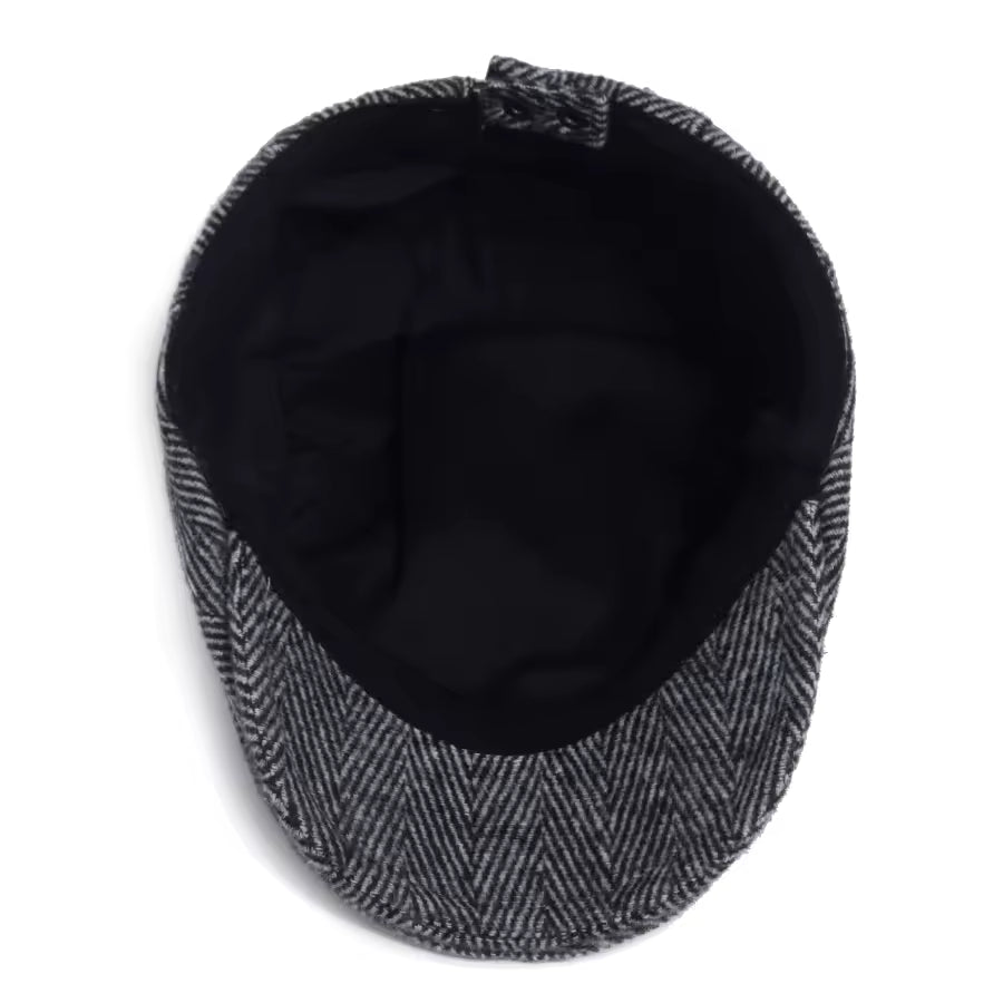 Herringbone flat cap in wool — BECCLES
