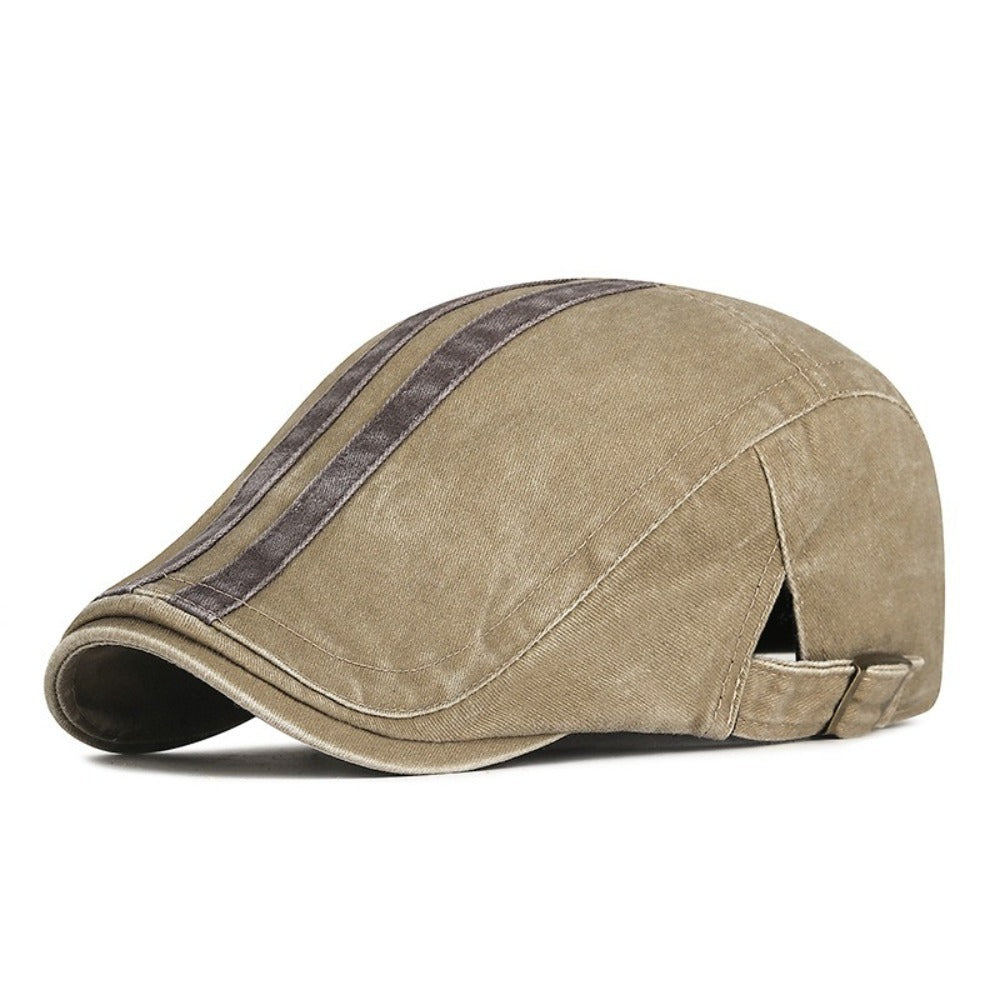 Striped flat cap in denim — LLANDOVERY