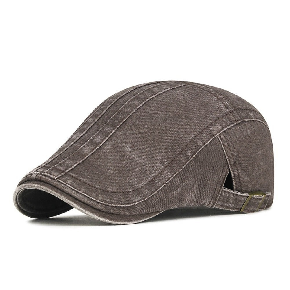 Striped flat cap in denim — LLANDOVERY