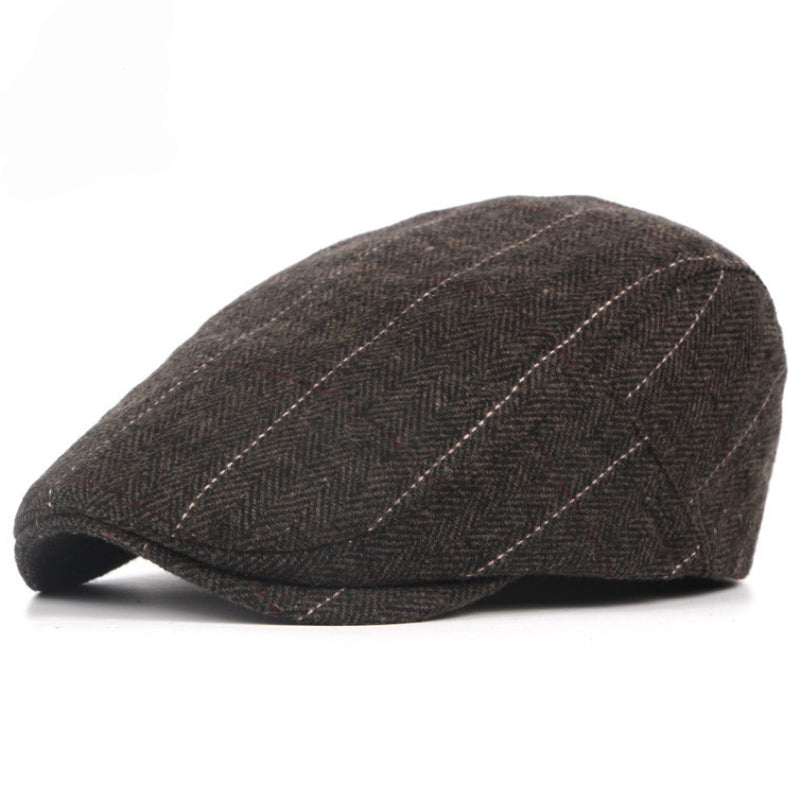 Herringbone flat cap in a wool blend — BAKEWELL