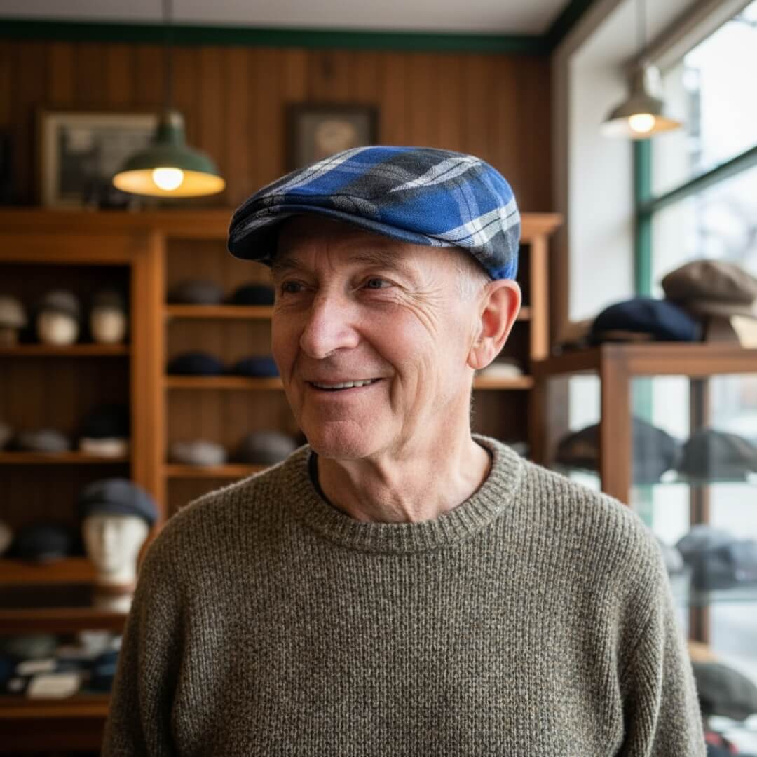Check flat cap in cotton — KIRKHAM