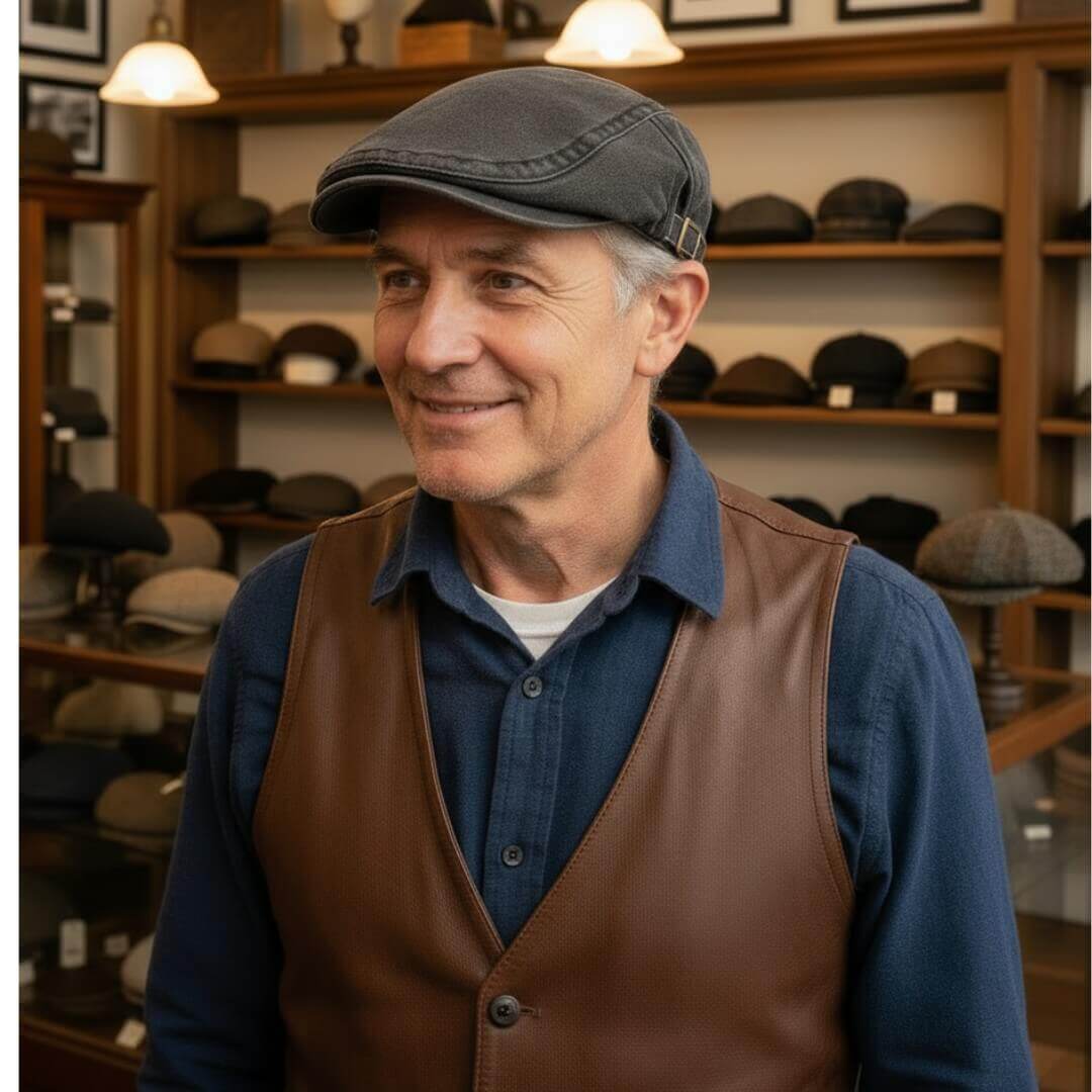 Flat cap in denim — STOKESLEY