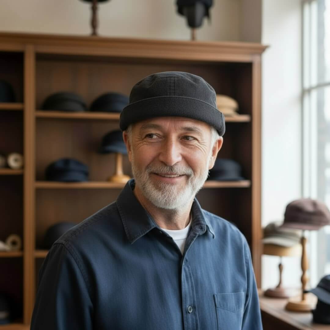 Docker cap in denim — PRESTEIGNE