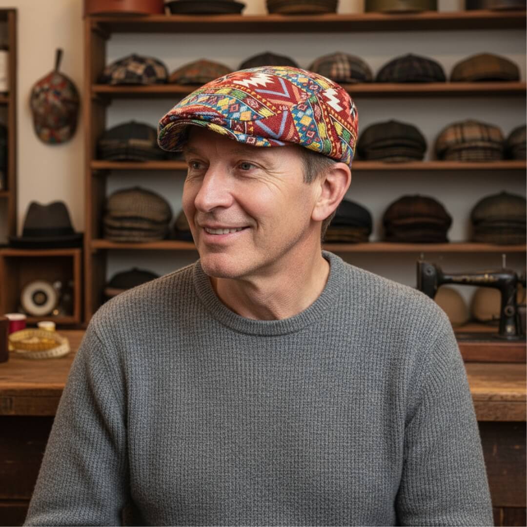 Check flat cap in cotton — ASHBOURNE