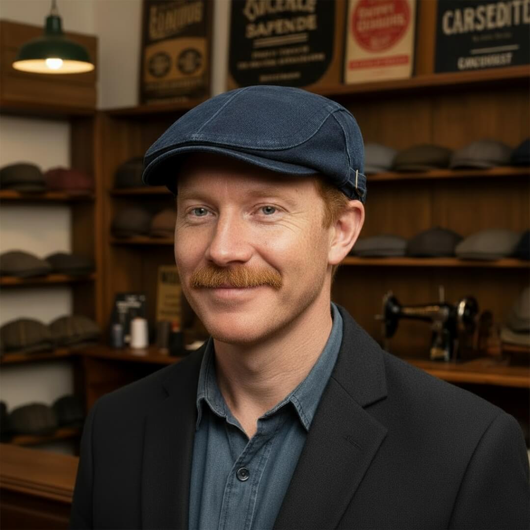 Flat cap in denim — MORPETH