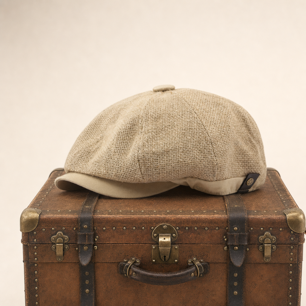 Flat cap in linen — MALMESBURY