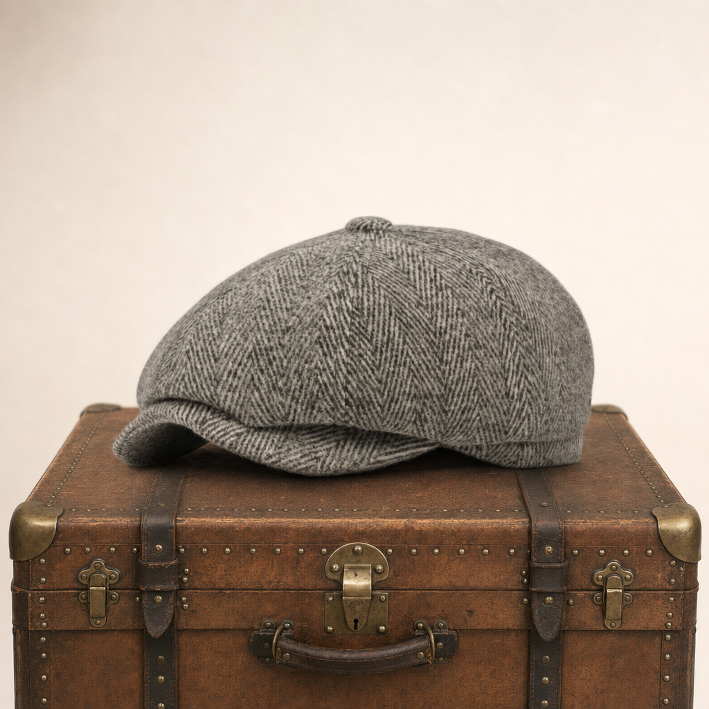 Herringbone driver cap with ear flaps in wool — HALESWORTH