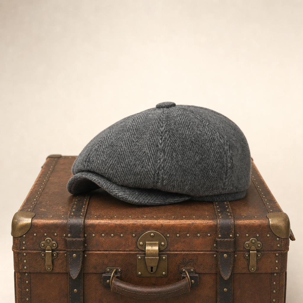 Herringbone driver cap with ear flaps in wool — HALESWORTH