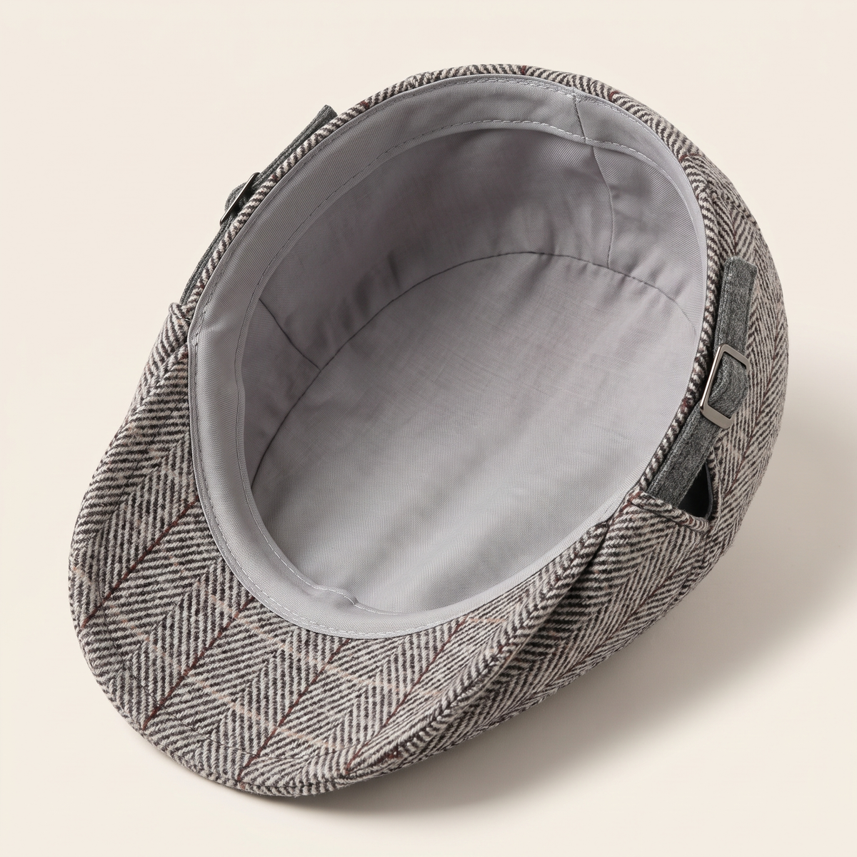 Herringbone flat cap in cotton — HADLEIGH