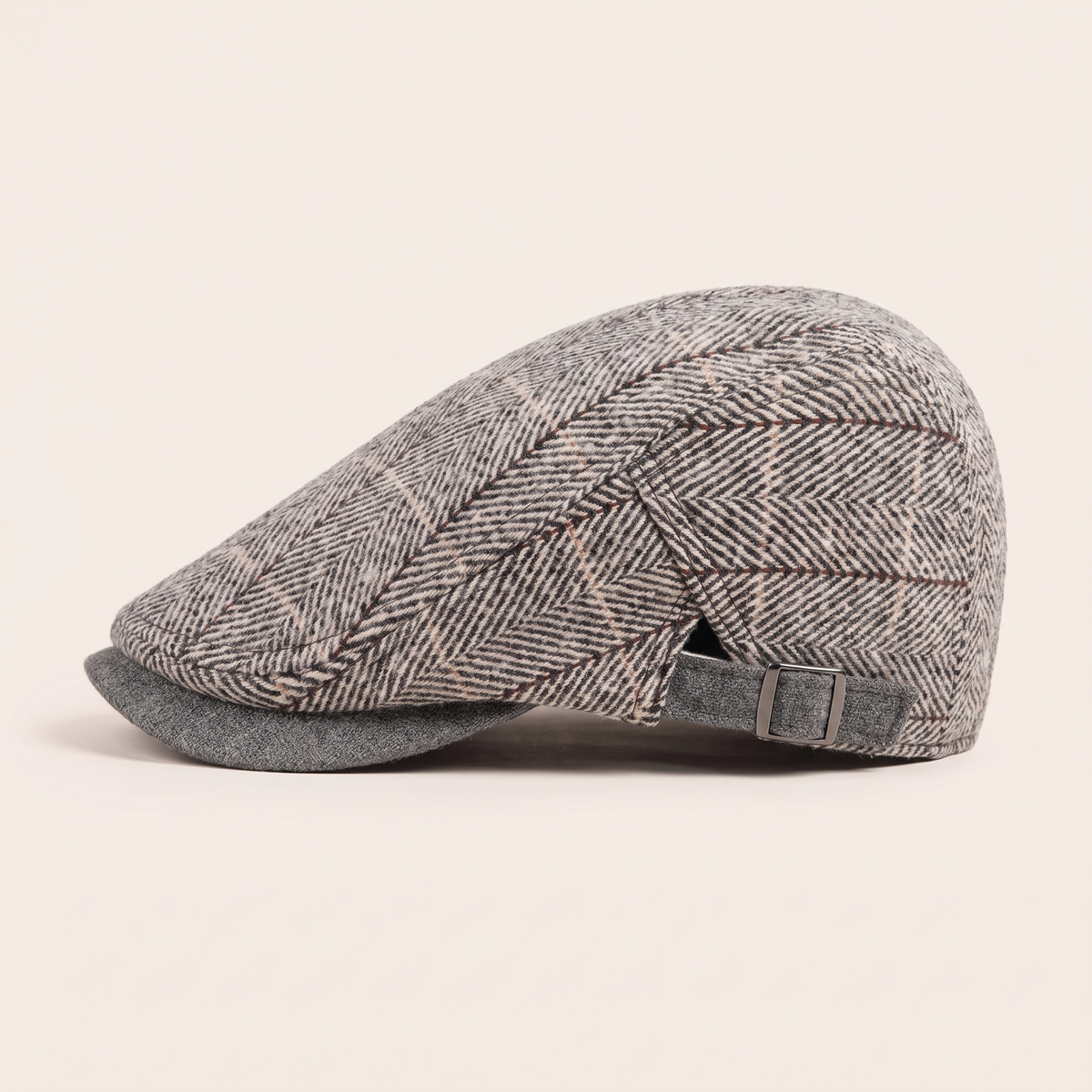 Herringbone flat cap in cotton — HADLEIGH