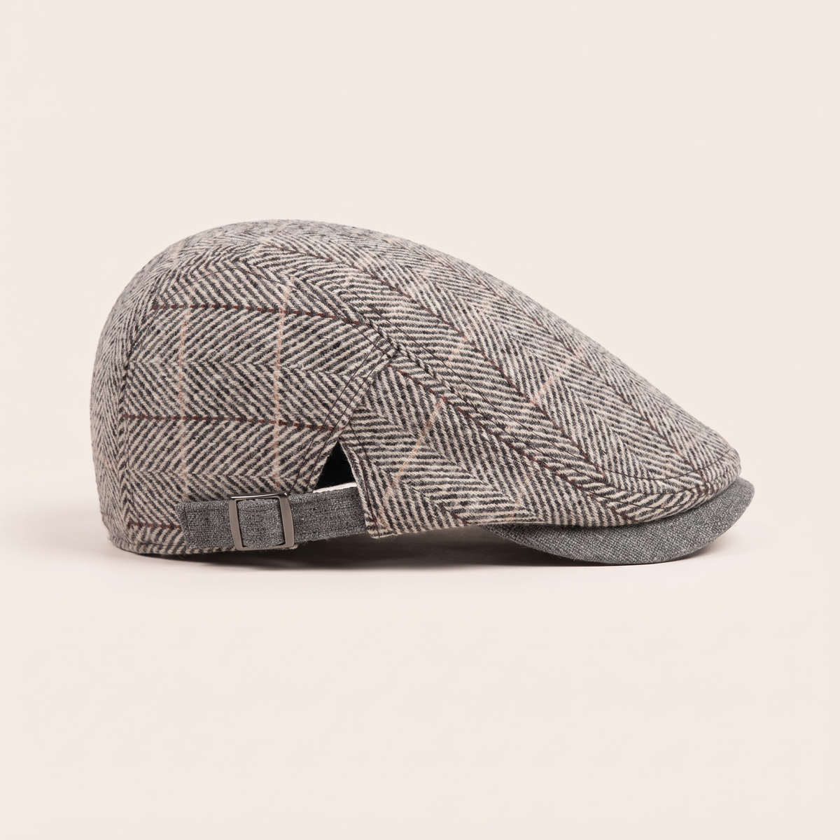 Herringbone flat cap in cotton — HADLEIGH