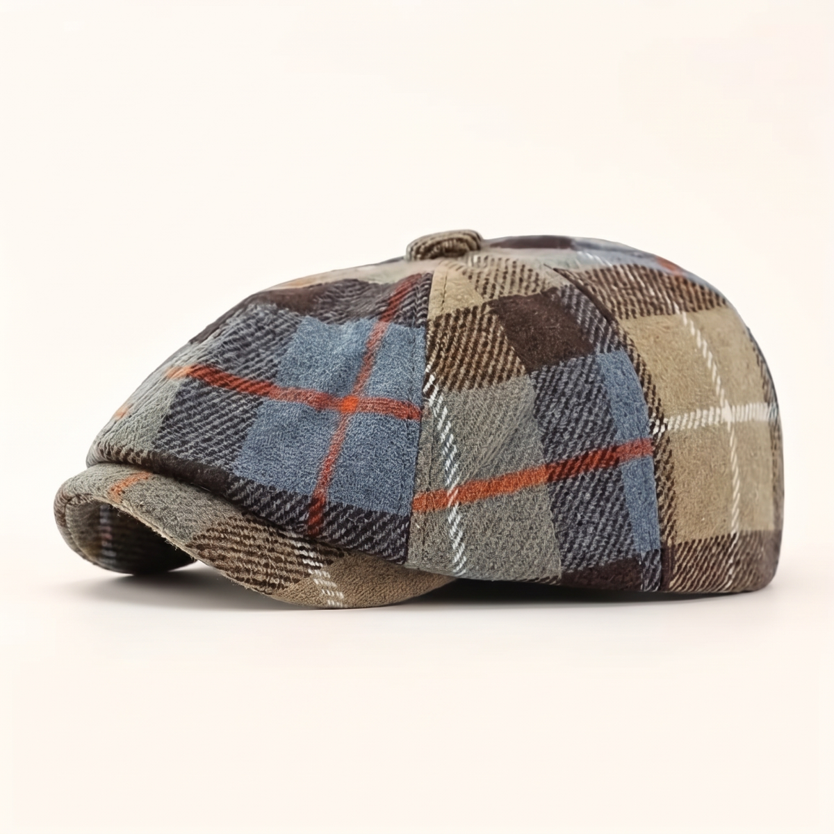 Check newsboy cap in a wool blend — CORBRIDGE