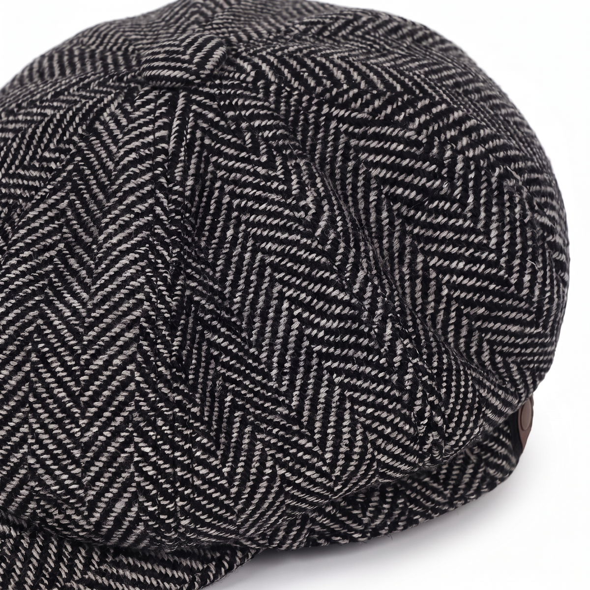 Herringbone newsboy cap in a wool blend — WOODBRIDGE